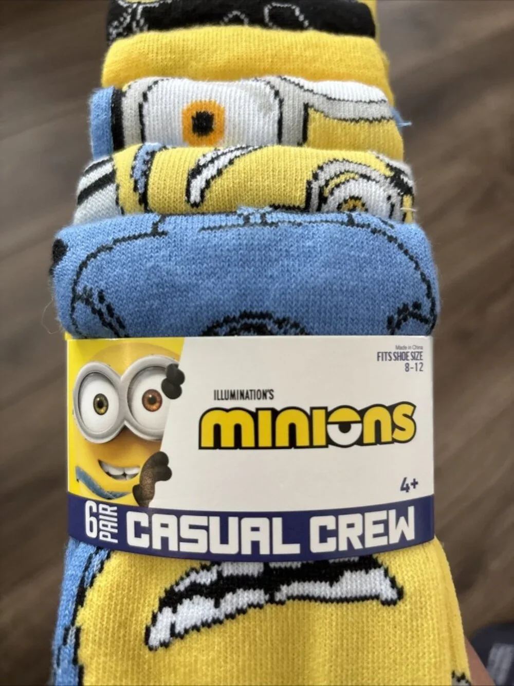 Minions Socks Men's Yellow Casual Crew Socks 6-Pairs Size 8-12 NEW